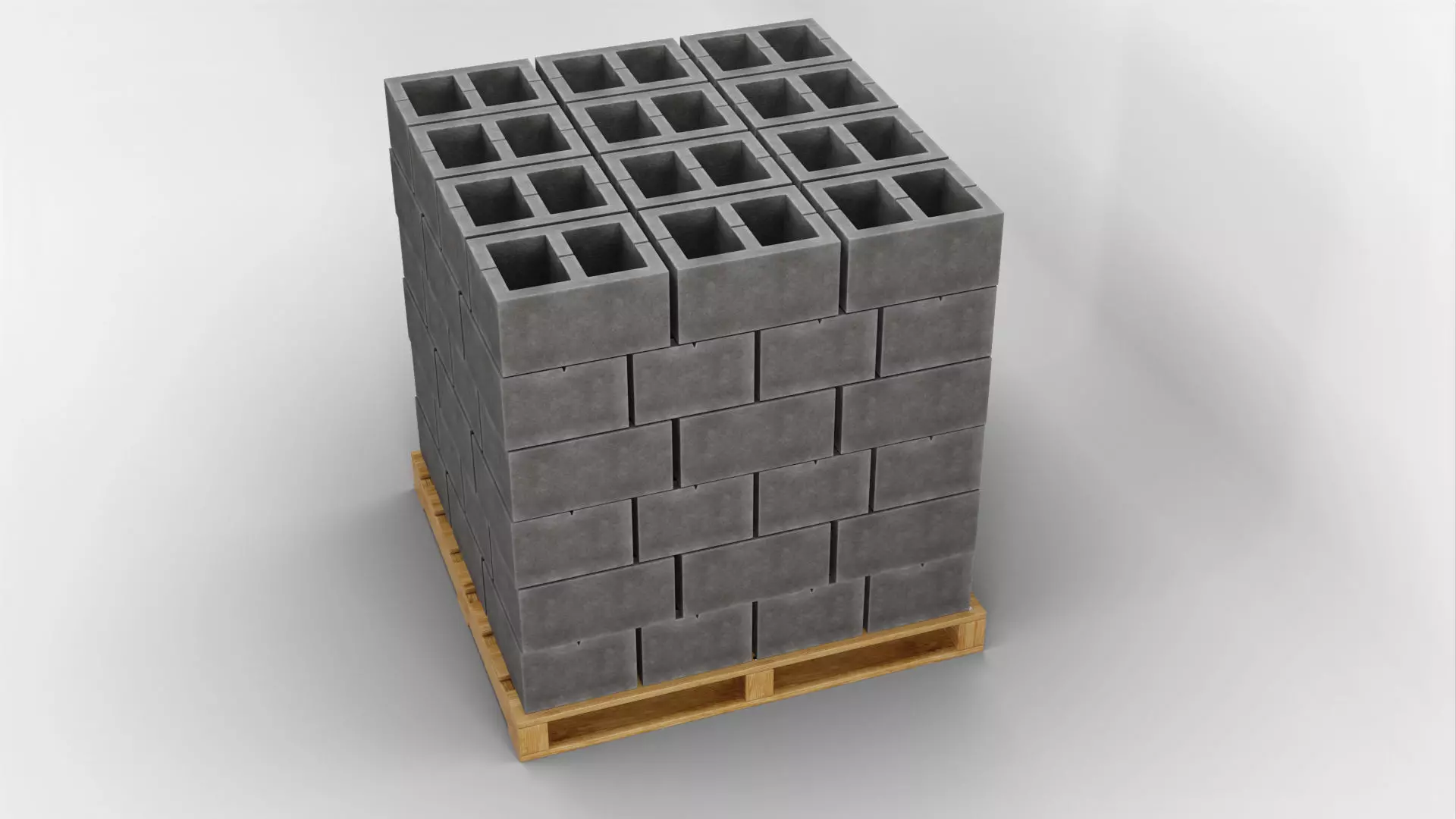 Wooden Pallet with Bricks 2 3D model_2