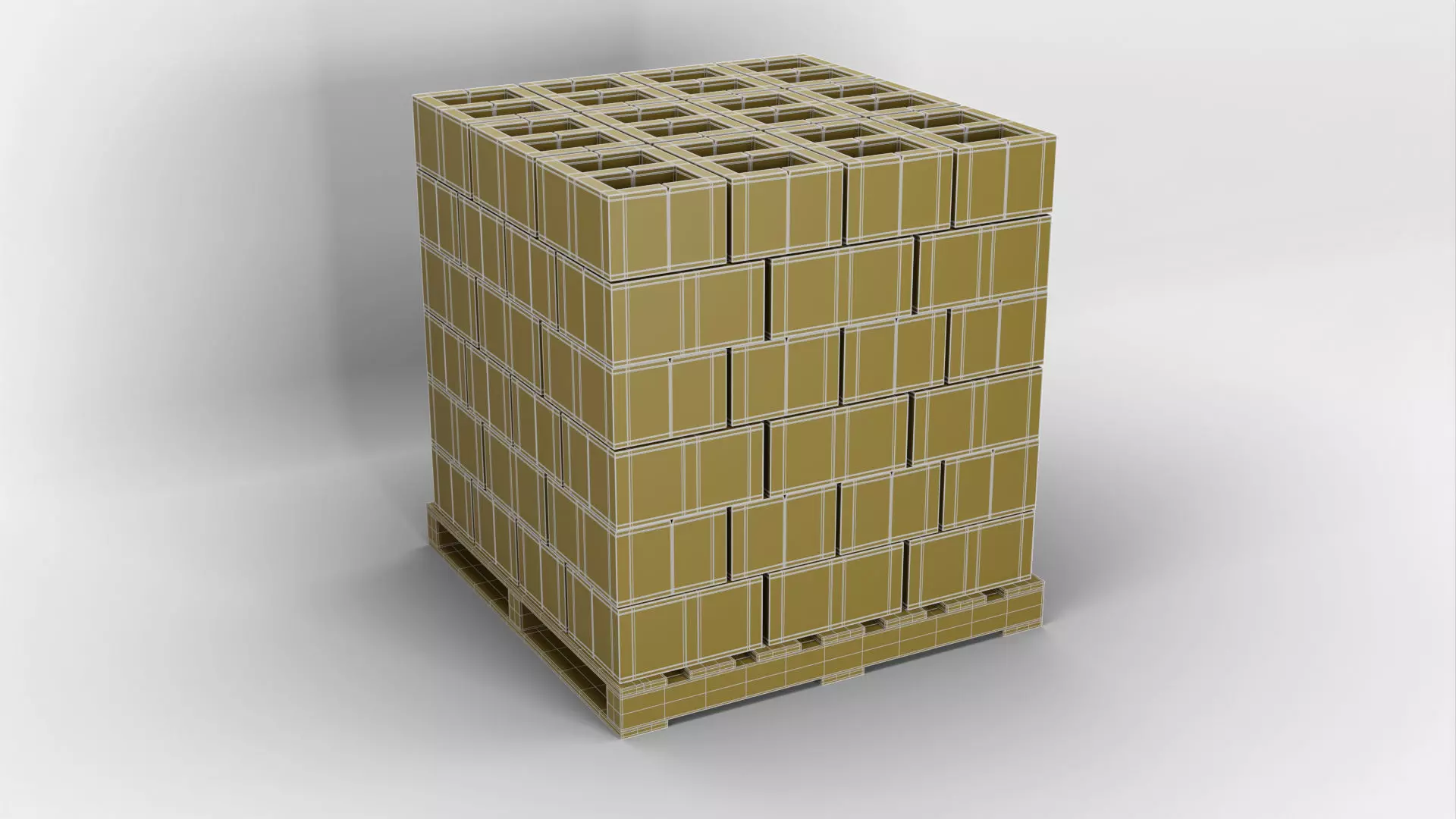 Wooden Pallet with Bricks 2 3D model_10