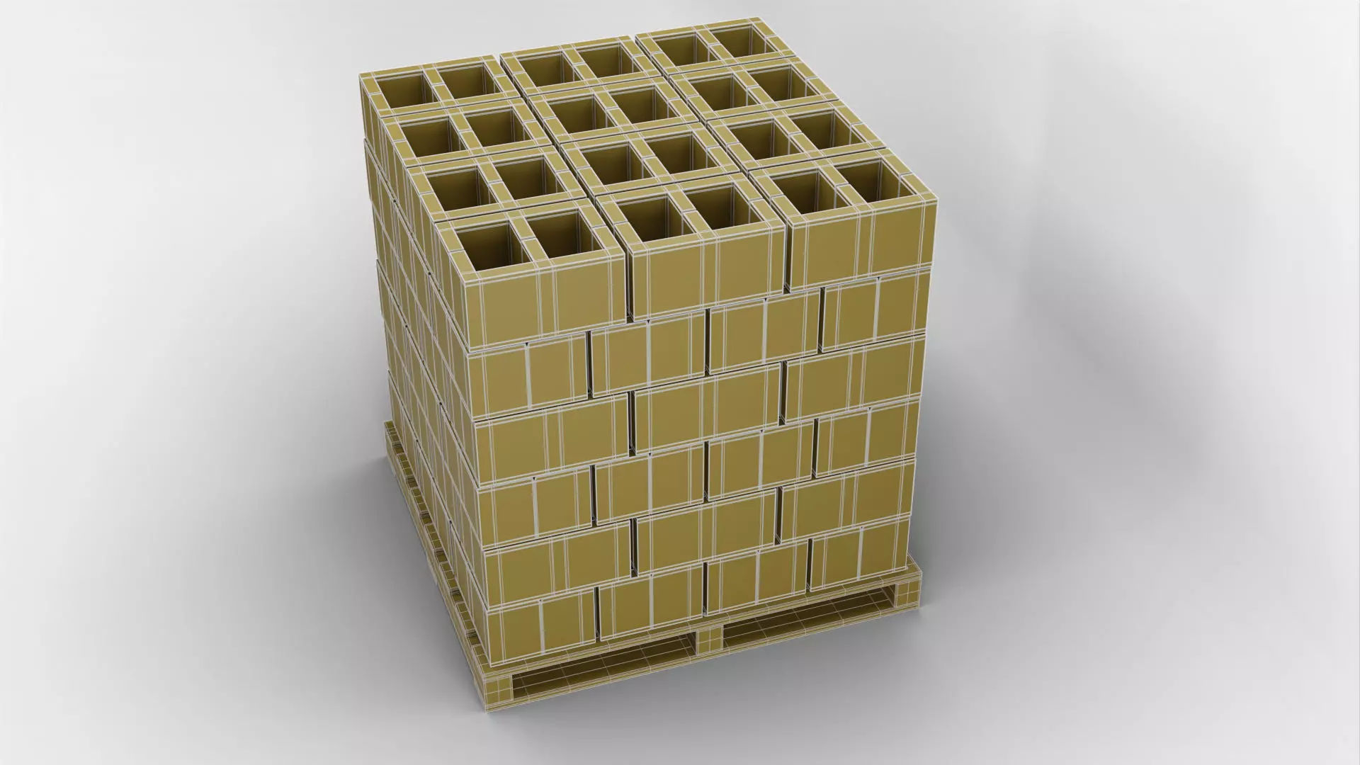 Wooden Pallet with Bricks 2 3D model_12