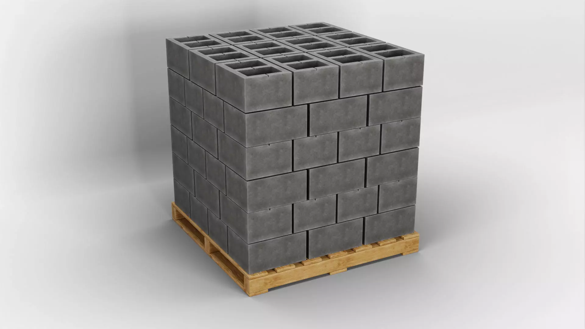 Wooden Pallet with Bricks 2 3D model_0