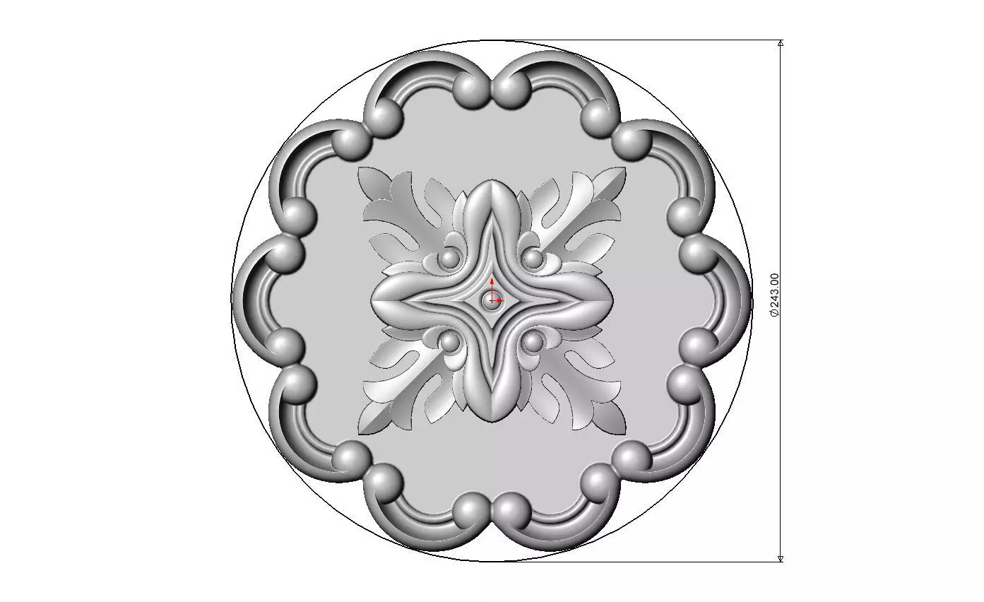 Round eternity floral carving scroll frame rosette relief 3D print model_5