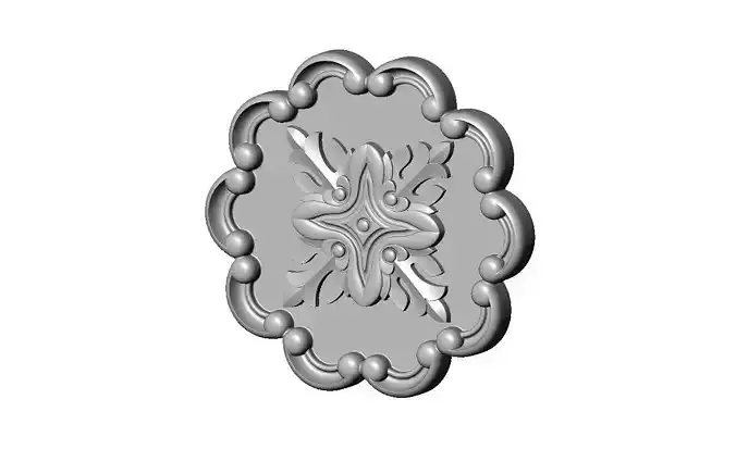 Round eternity floral carving scroll frame rosette relief 3D print model