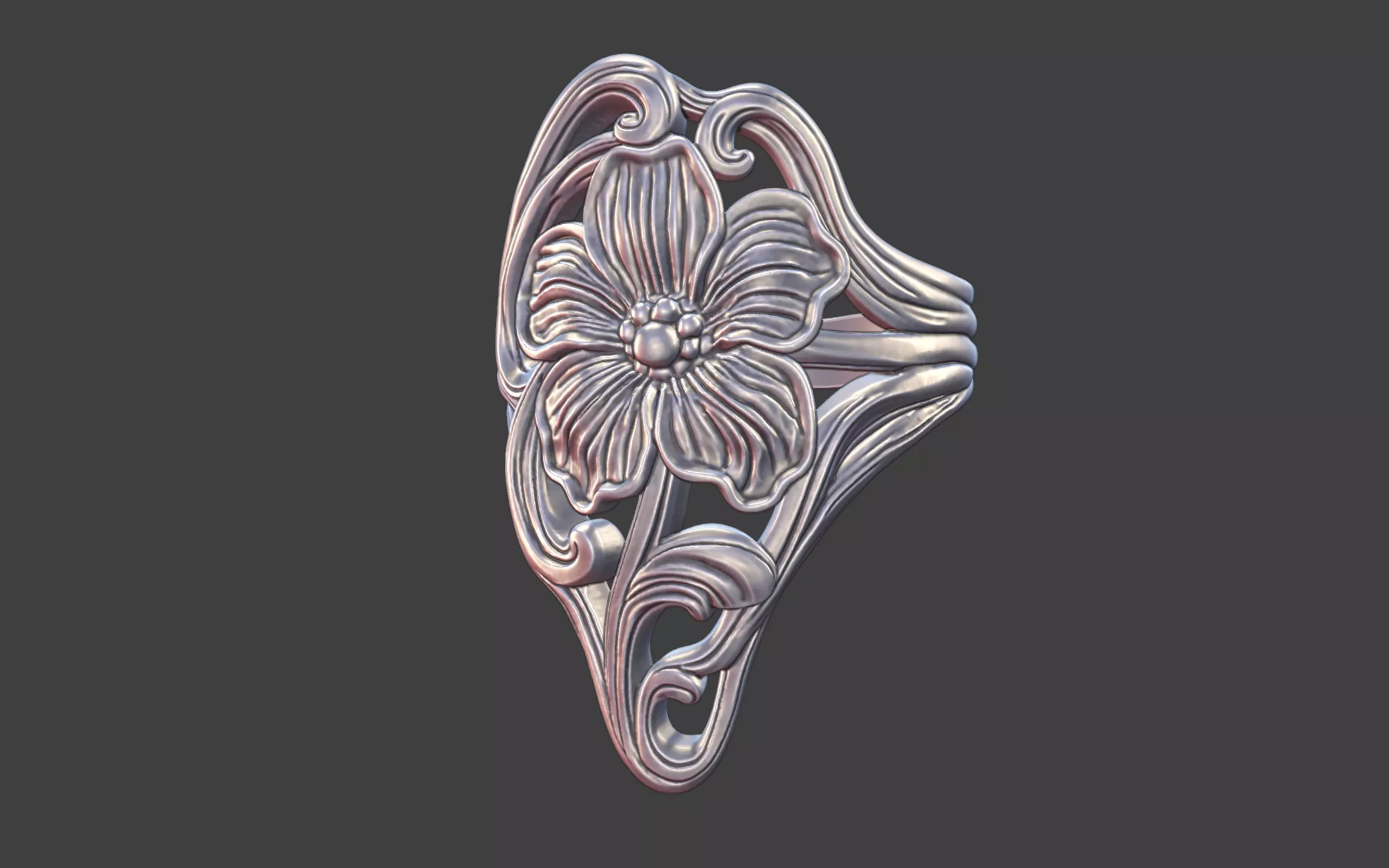 art nouveau floral ring v1 nature inspired 3D print model