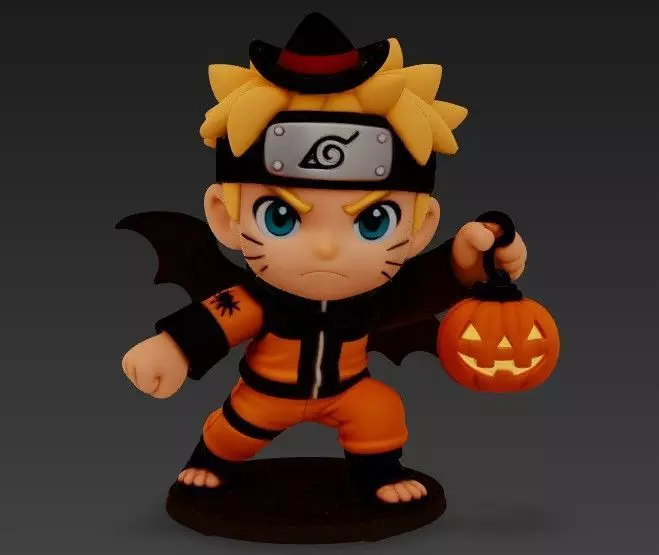 Chibi Naruto  Pumpkin Rasengan Halloween Edition 3D print model_3