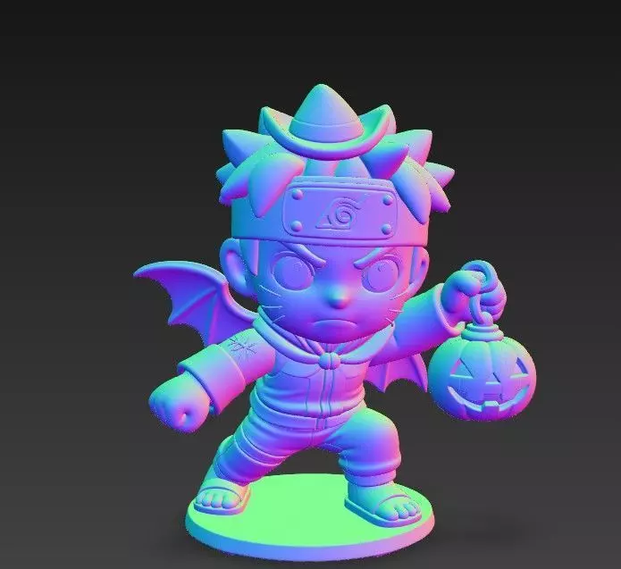 Chibi Naruto  Pumpkin Rasengan Halloween Edition 3D print model_5