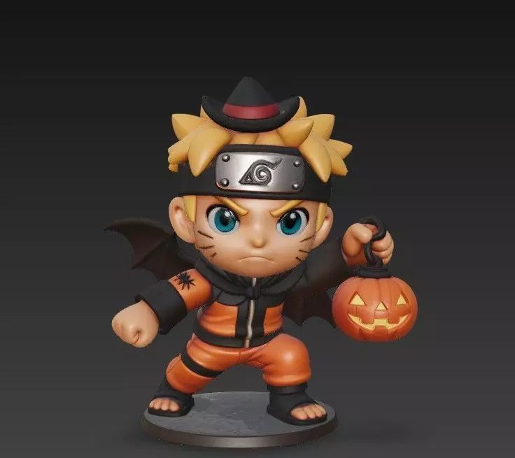 Chibi Naruto  Pumpkin Rasengan Halloween Edition 3D print model_1