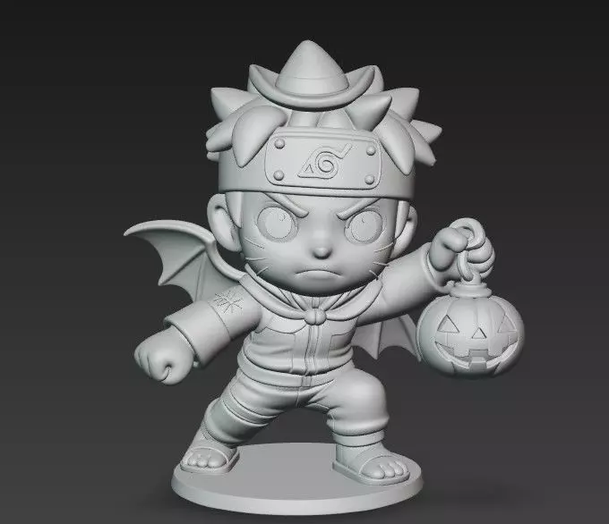 Chibi Naruto  Pumpkin Rasengan Halloween Edition 3D print model_2