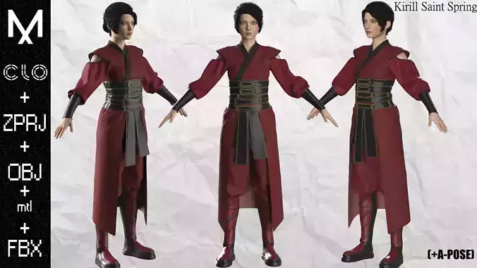 Female Outfit Marvelous designer Clo3d OBJ mtl FBX ZPRJ 