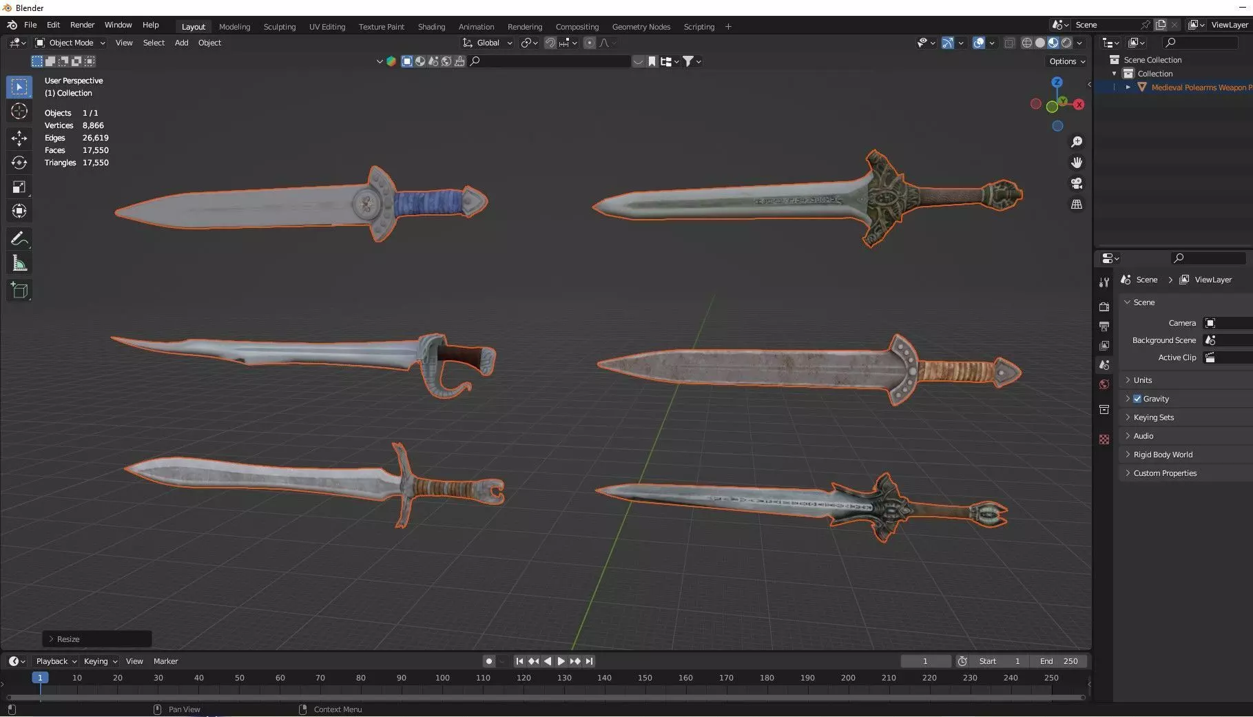 Medieval Polearms Weapon Pack 03 Low-poly 3D Model Low-poly 3D model_9