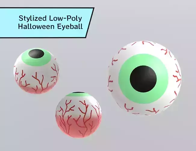 Stylized Low-Poly Halloween Eyeball Low-poly 3D model