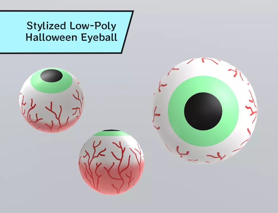 Stylized Low-Poly Halloween Eyeball Low-poly 3D model_0