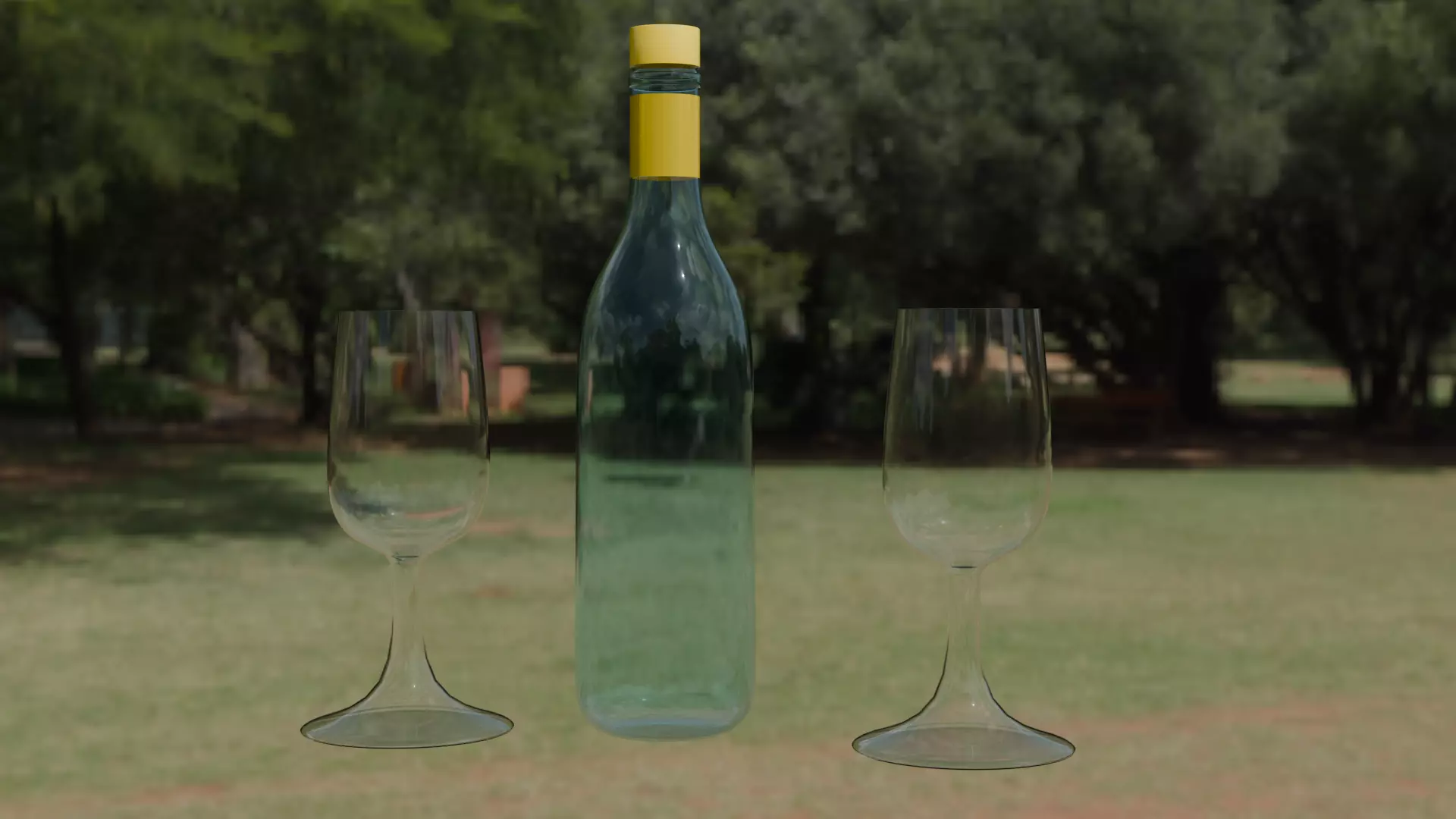 SIMPLE WINE BOTTAL AND GLASS BLEND FILE TEXRE Free low-poly 3D model