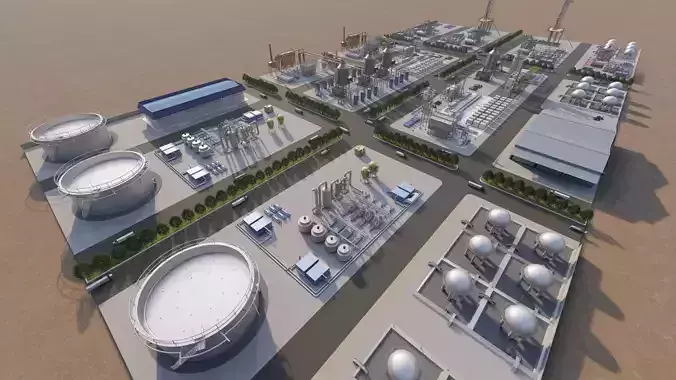 Industrial Factory-Petrochemical-Complex and Oil Gas Rig 3D model