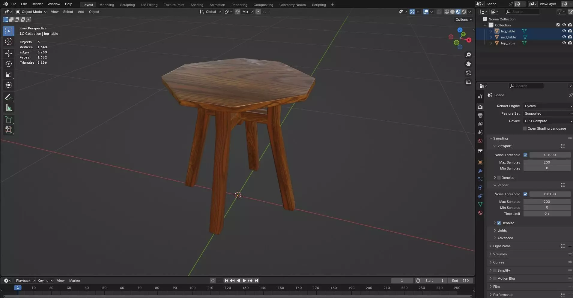Octagon Table CG82 3D model_8