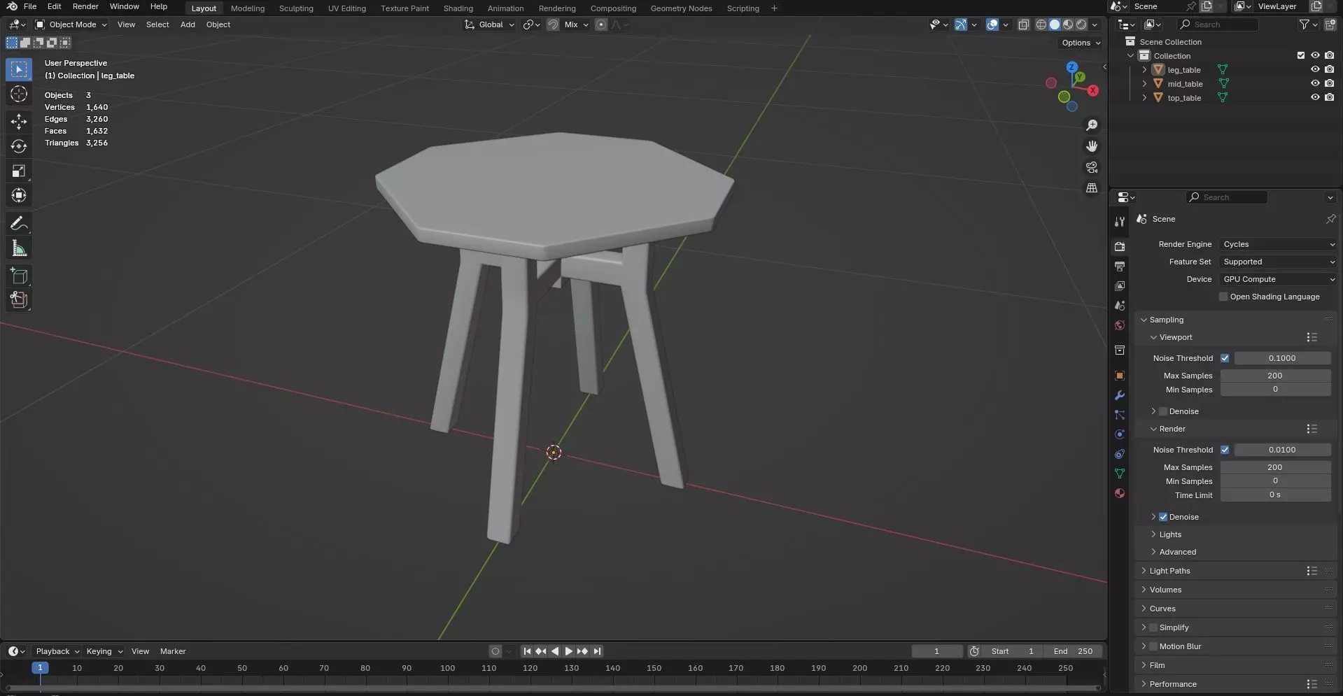 Octagon Table CG82 3D model_7