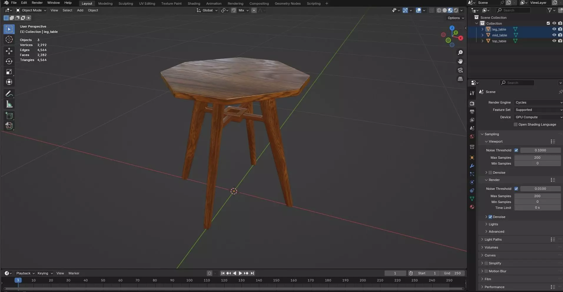Octagon Table CG83 3D model_8