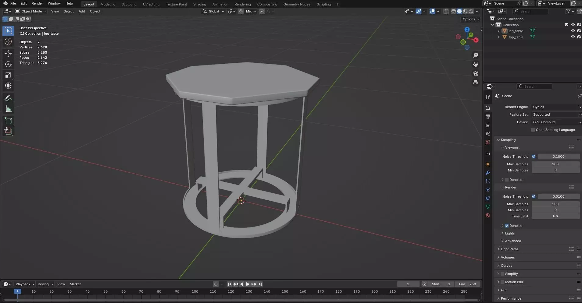 Octagon Table CG84 3D model_7
