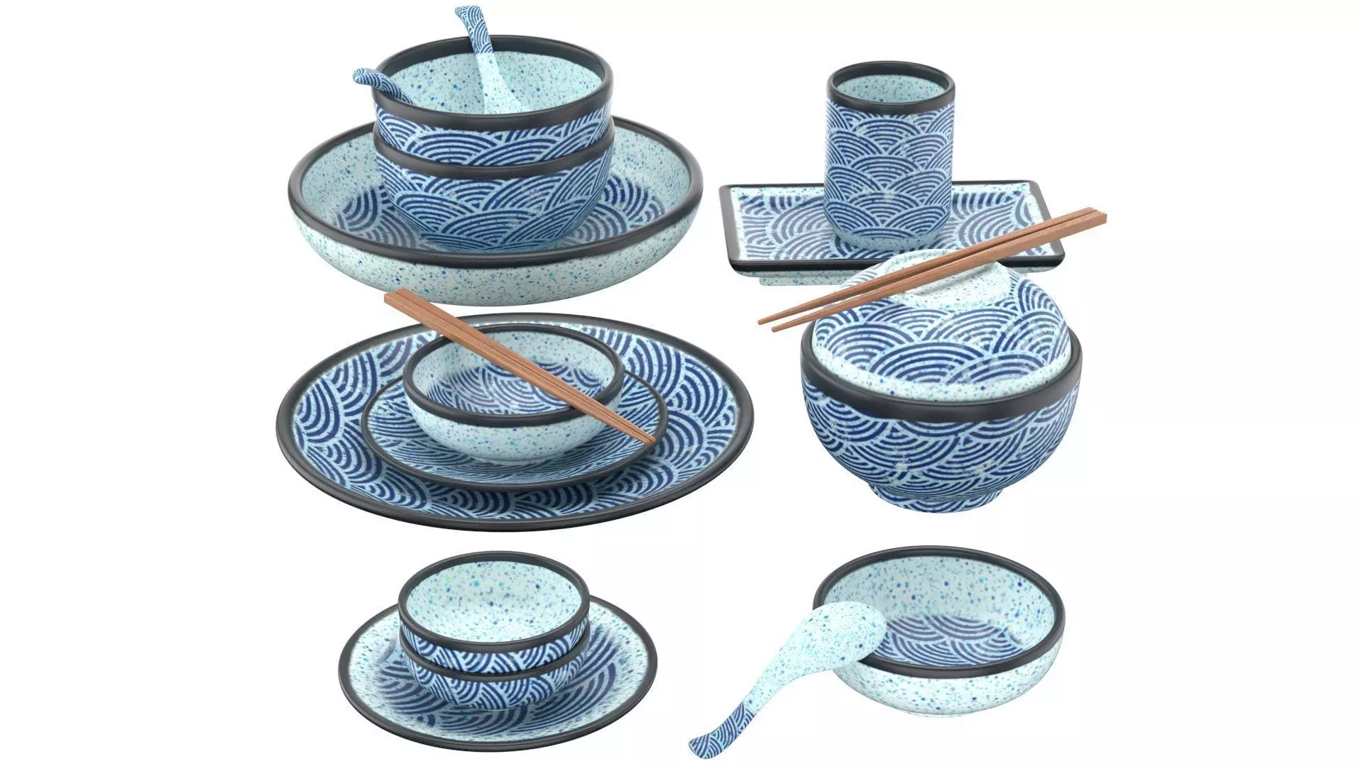 Decorative Tableware Set 1 Low-poly 3D model_1