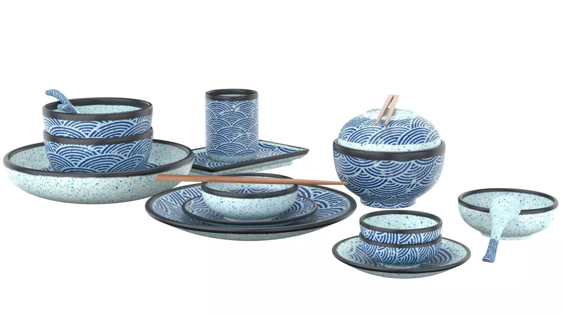 Decorative Tableware Set 1 Low-poly 3D model_2