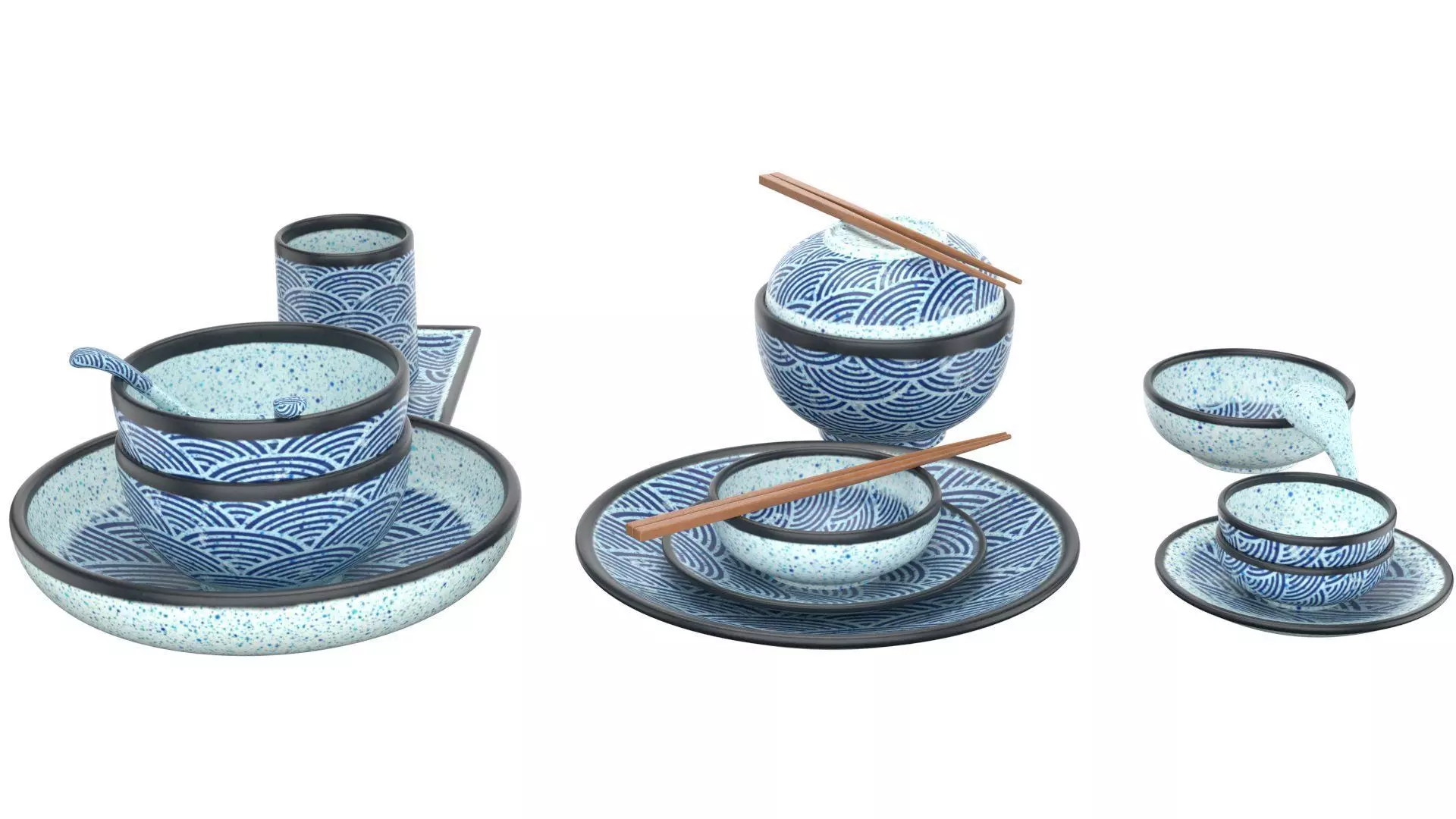 Decorative Tableware Set 1 Low-poly 3D model_3