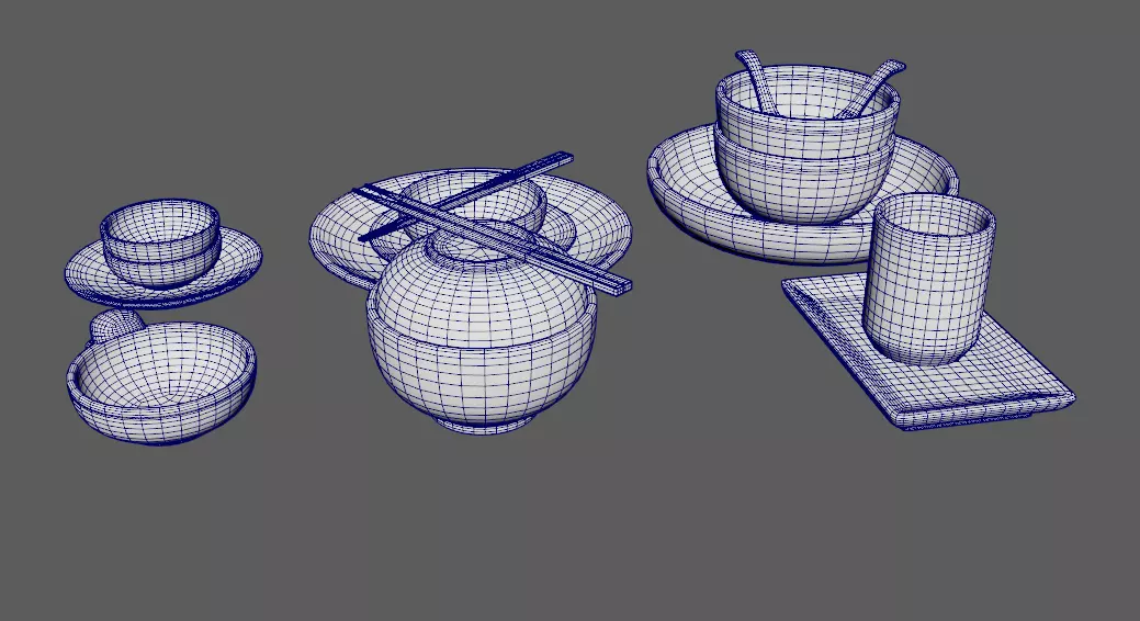 Decorative Tableware Set 1 Low-poly 3D model_13