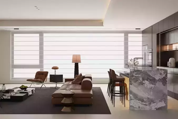 The Italian - style living and dining room 3D model 4
