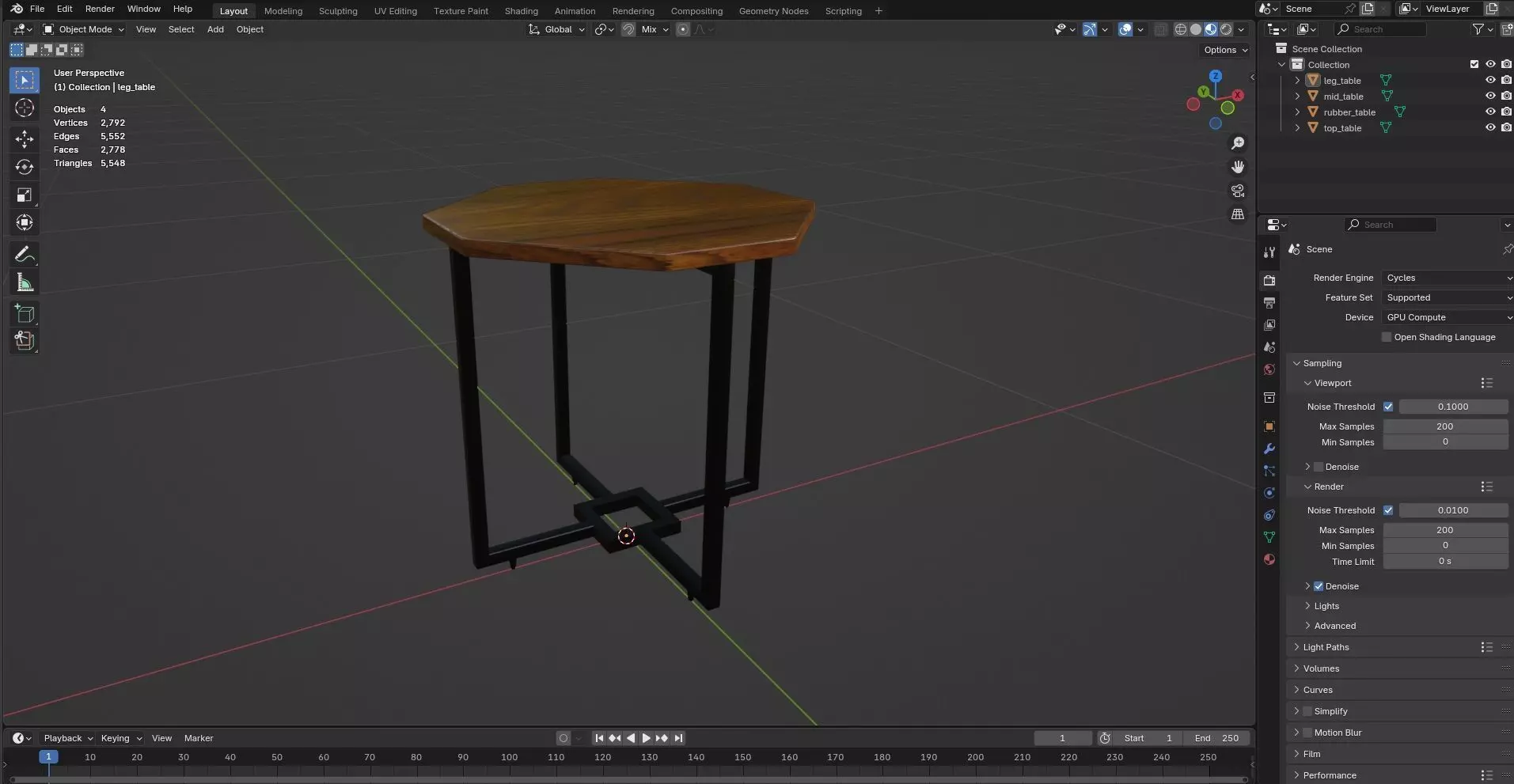 Octagon Table CG87 3D model_8