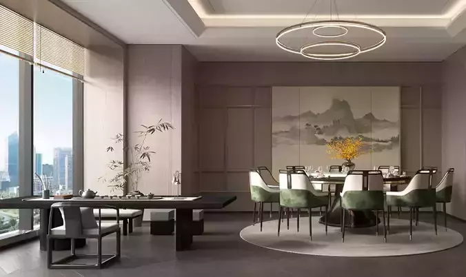 This Chinese - style restaurant private room
