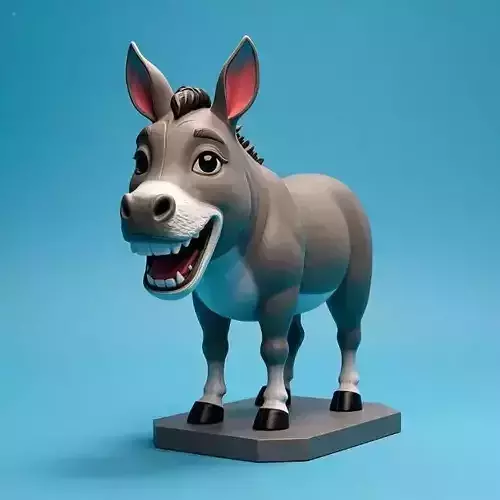 2308  Color  Laughing Donkey  3D Printed Statue