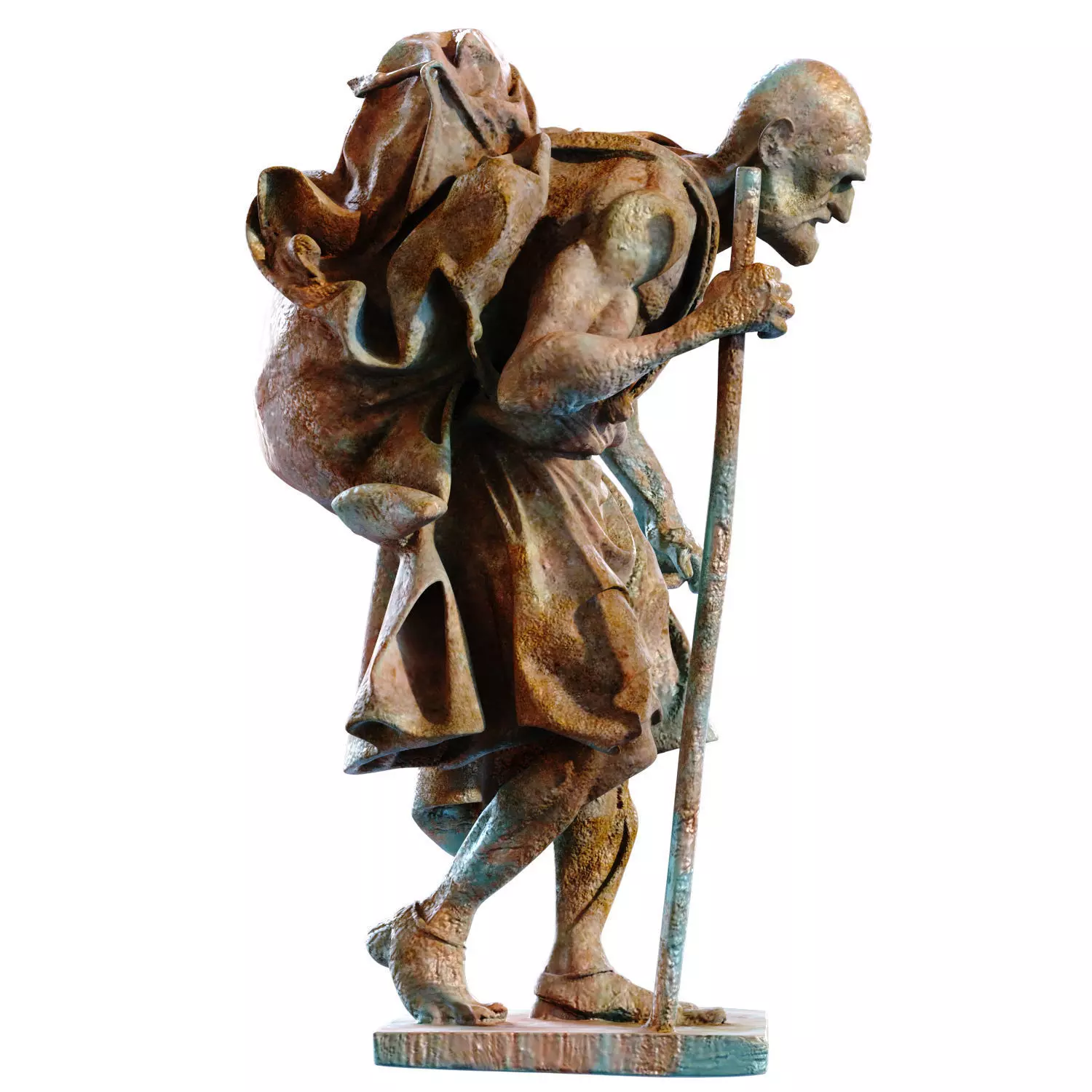 Old Man Sculpture set 794 Low-poly 3D model_3