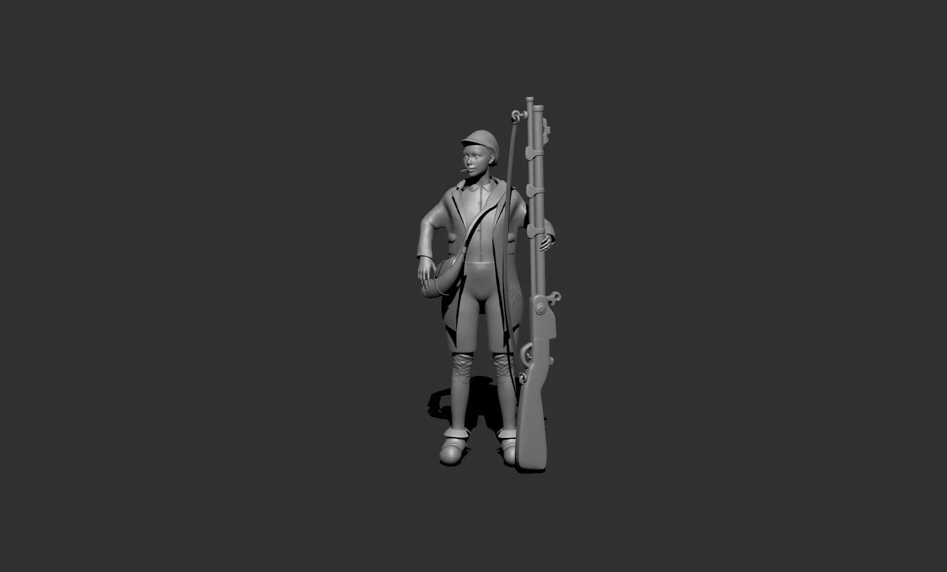 old fighter character 3D print model