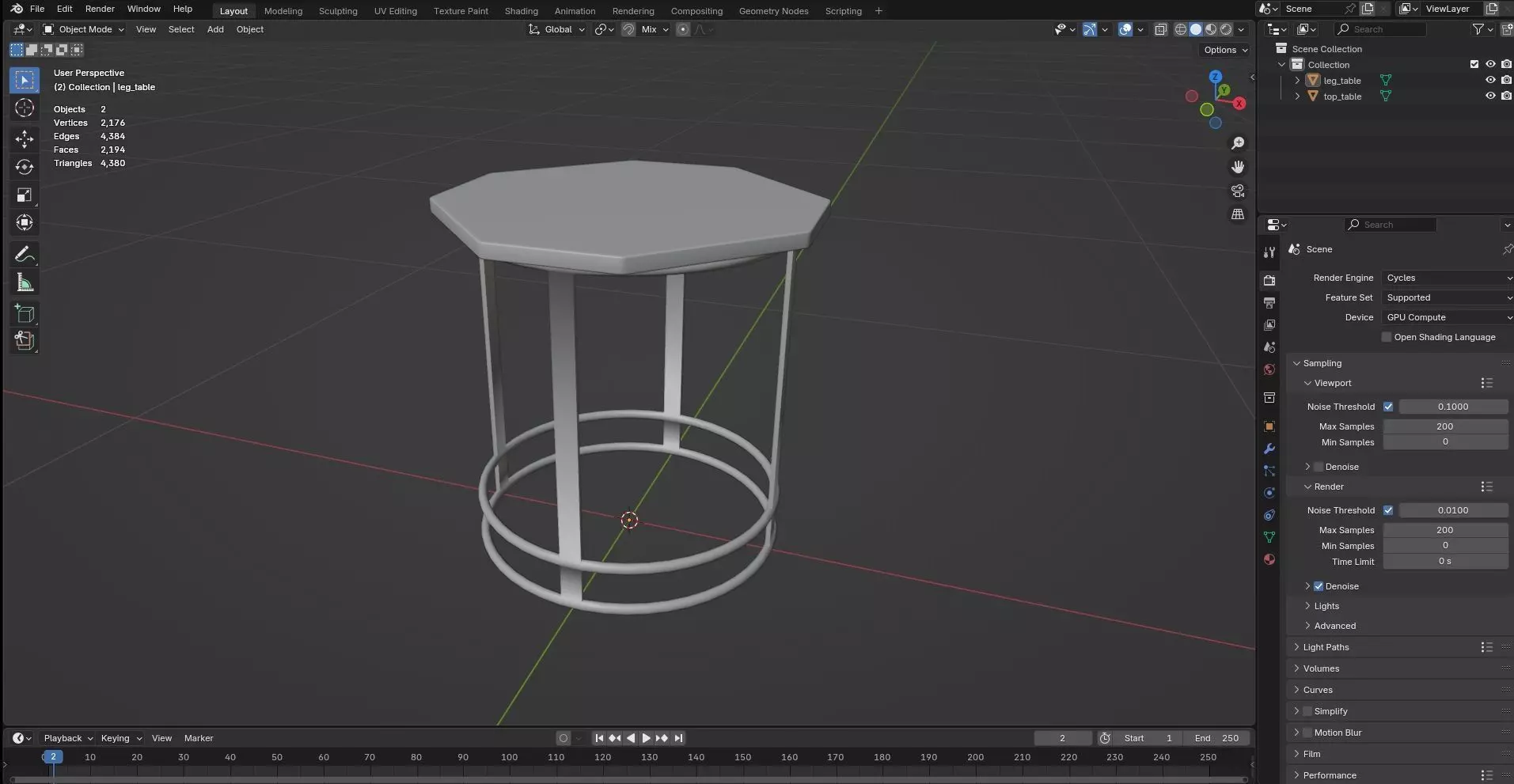 Octagon Table CG90 3D model_7
