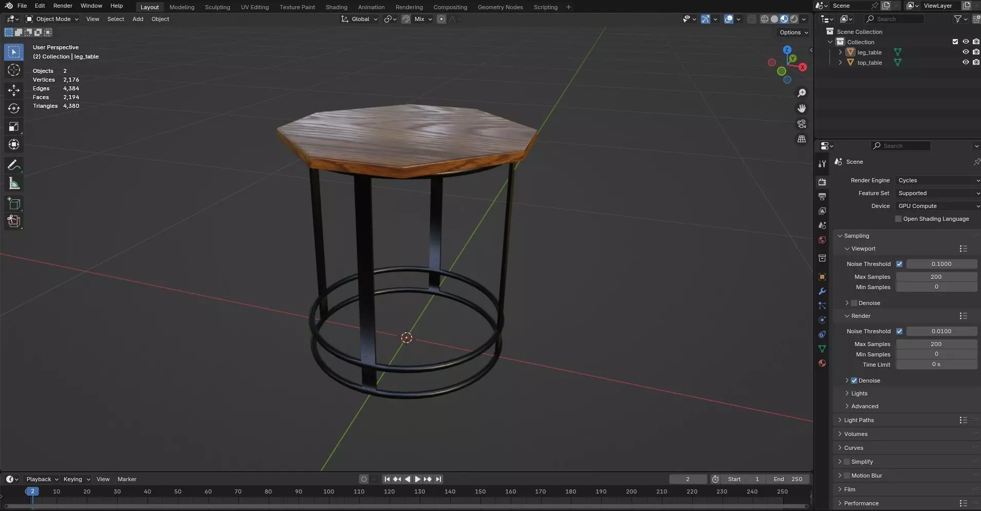 Octagon Table CG90 3D model_8