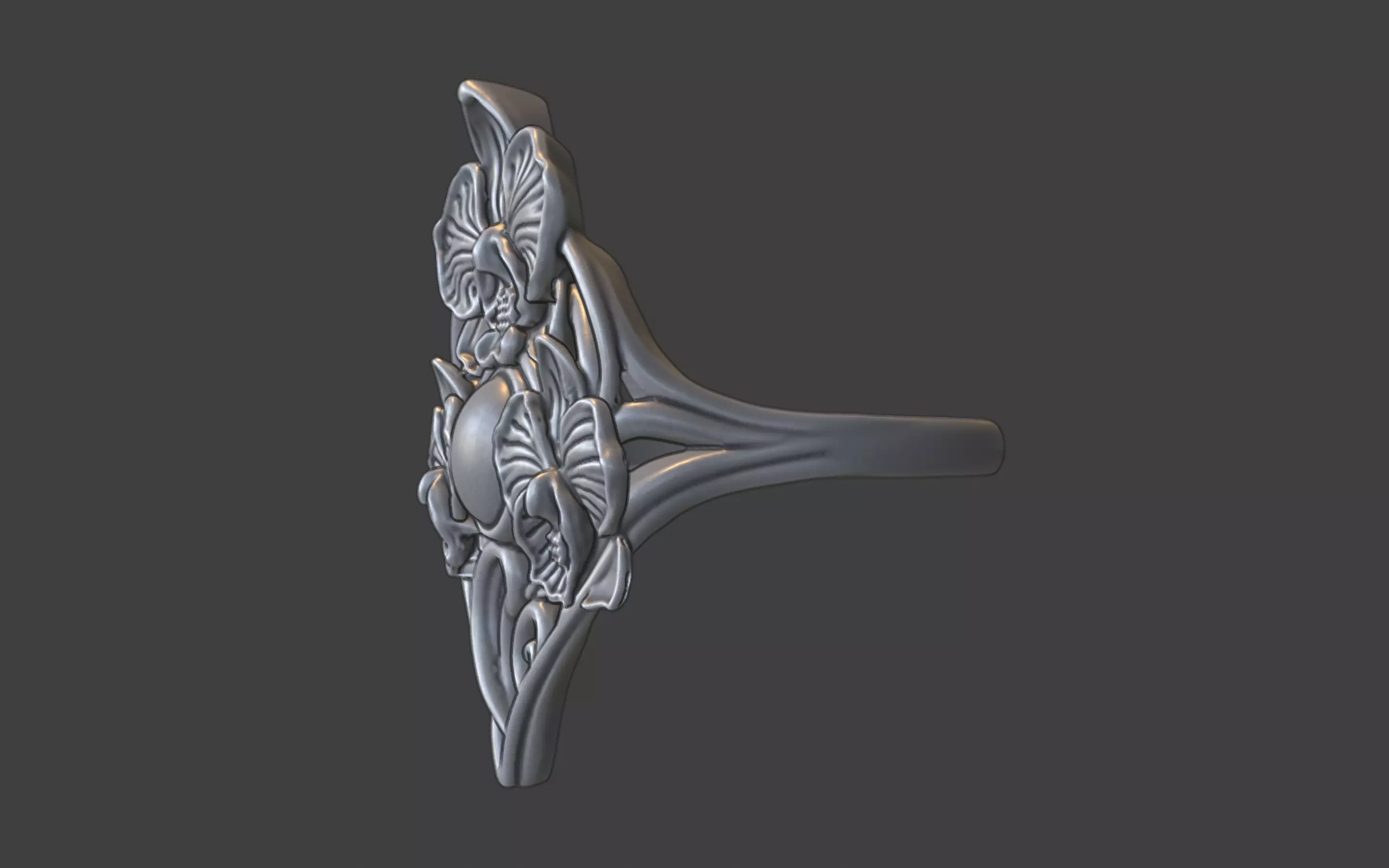 art nouveau floral orchid ring v1 nature inspired 3D print model_12