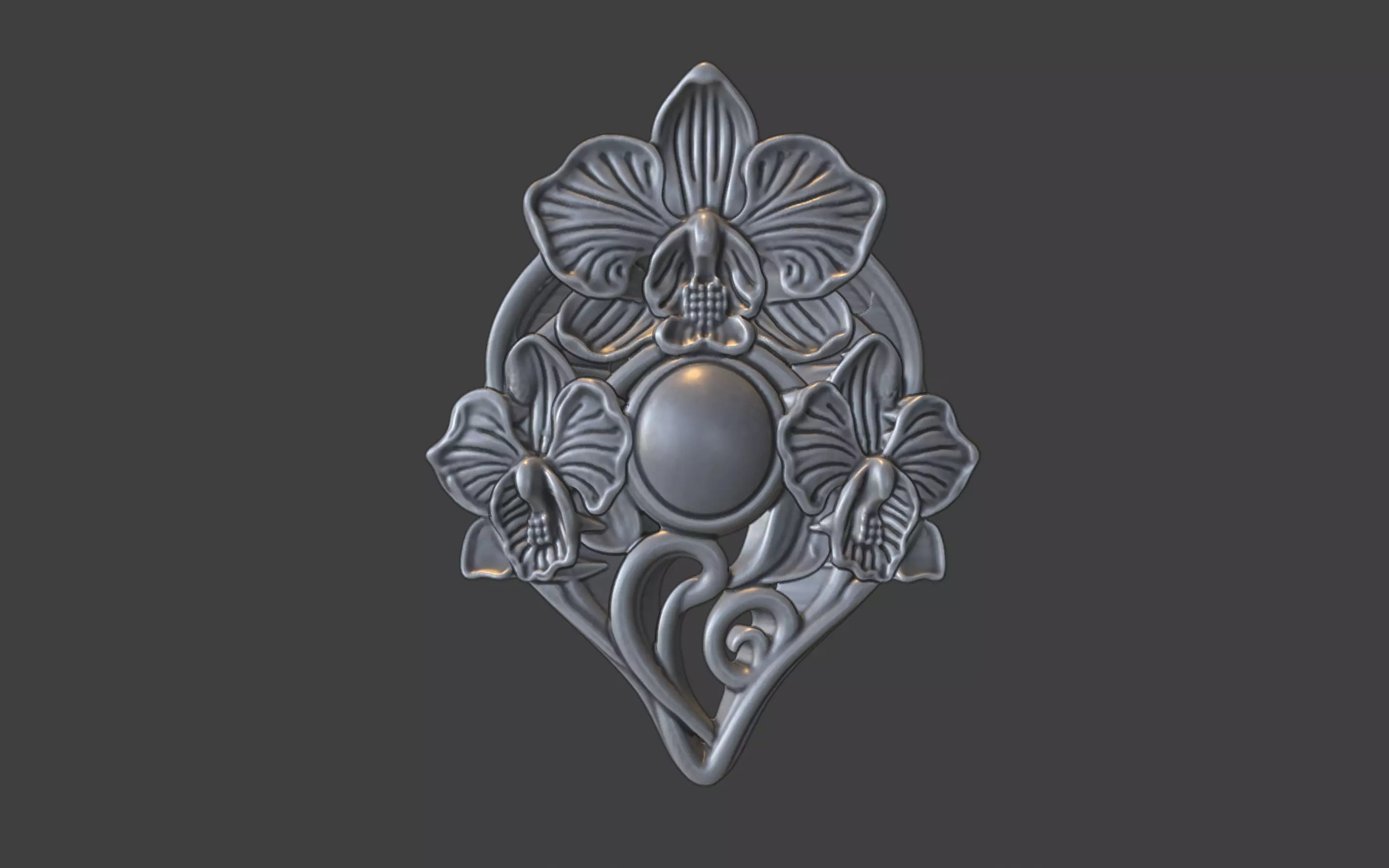 art nouveau floral orchid ring v1 nature inspired 3D print model_0