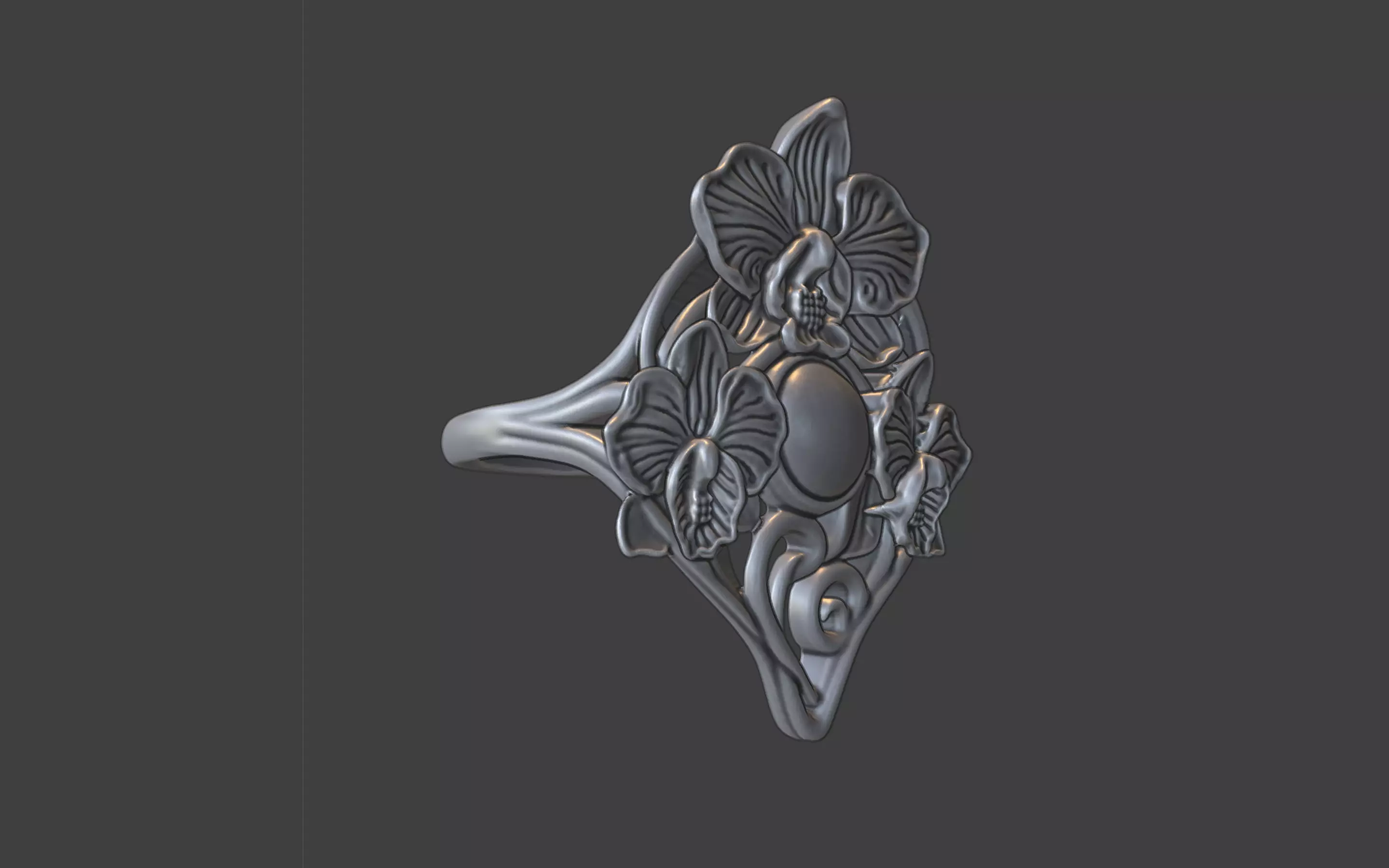 art nouveau floral orchid ring v1 nature inspired 3D print model_17