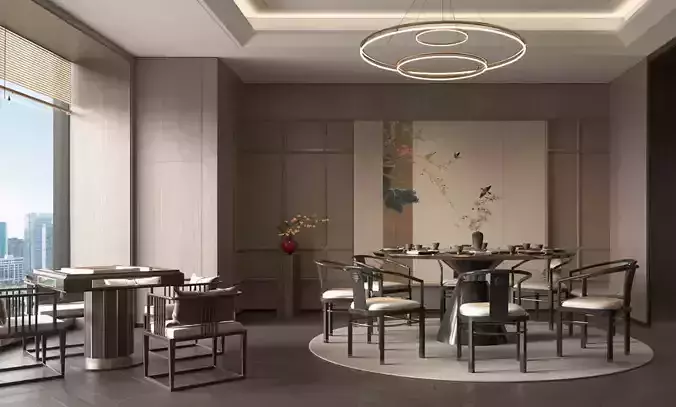 This Chinese - style restaurant private room