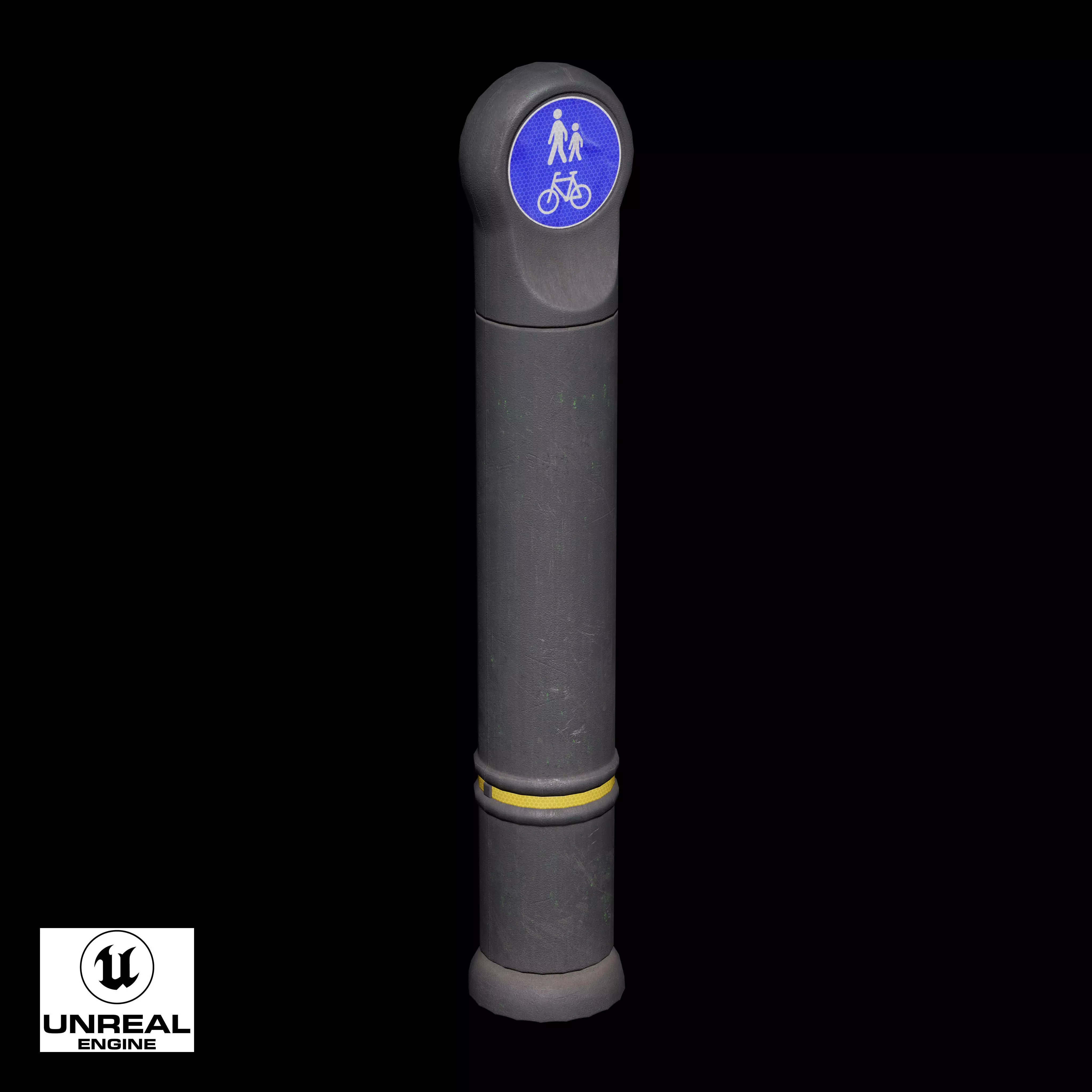 Traffic Bollard B Low-poly 3D model_11