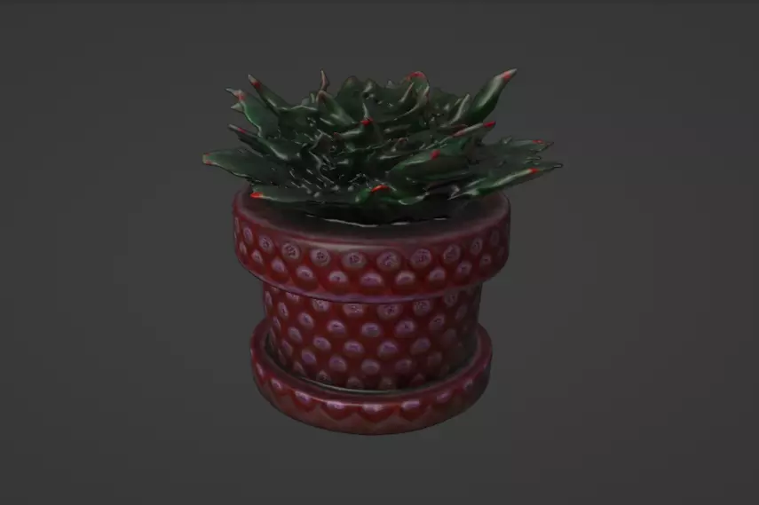Cactus plant pot Low-poly 3D model