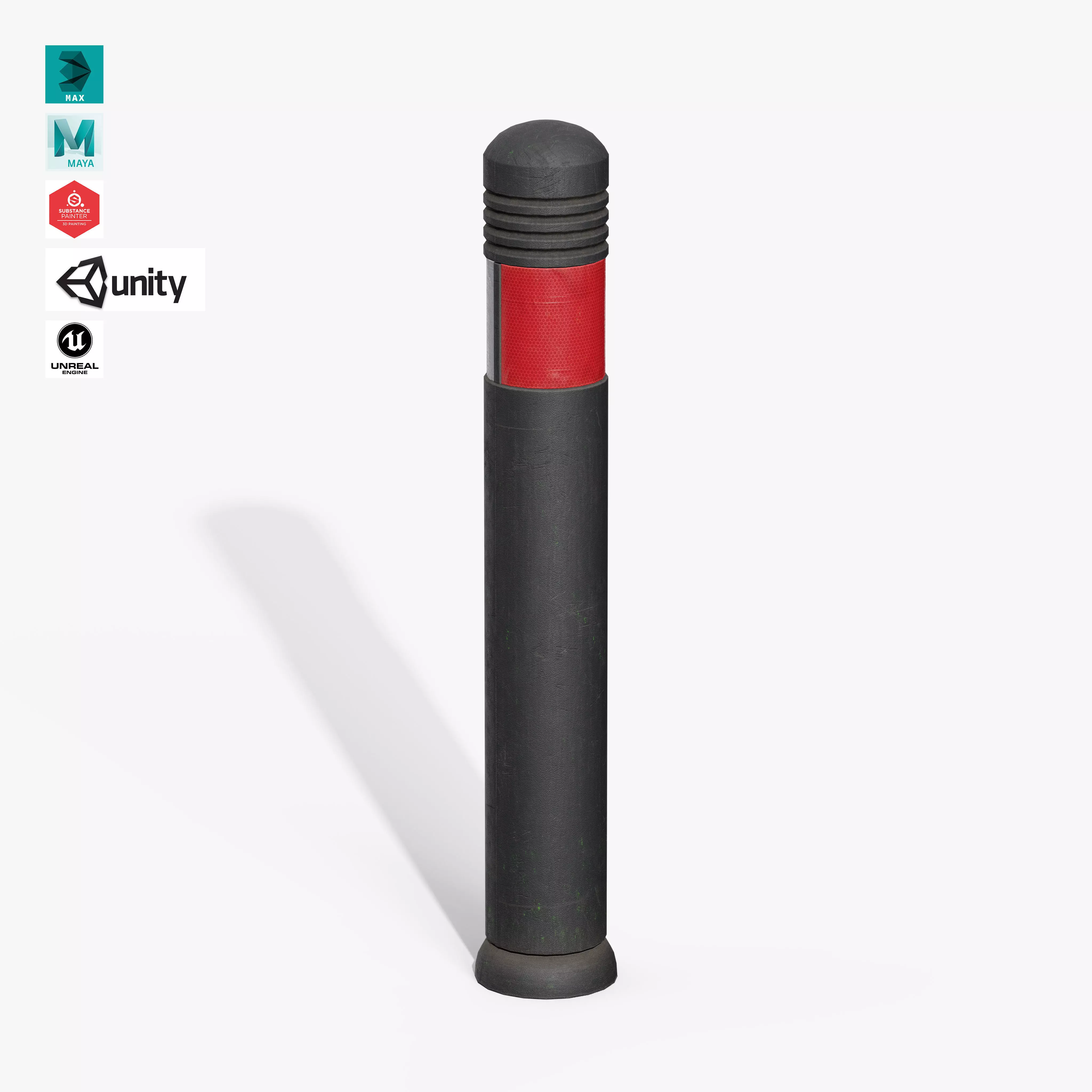 Traffic Bollard C Low-poly 3D model_0