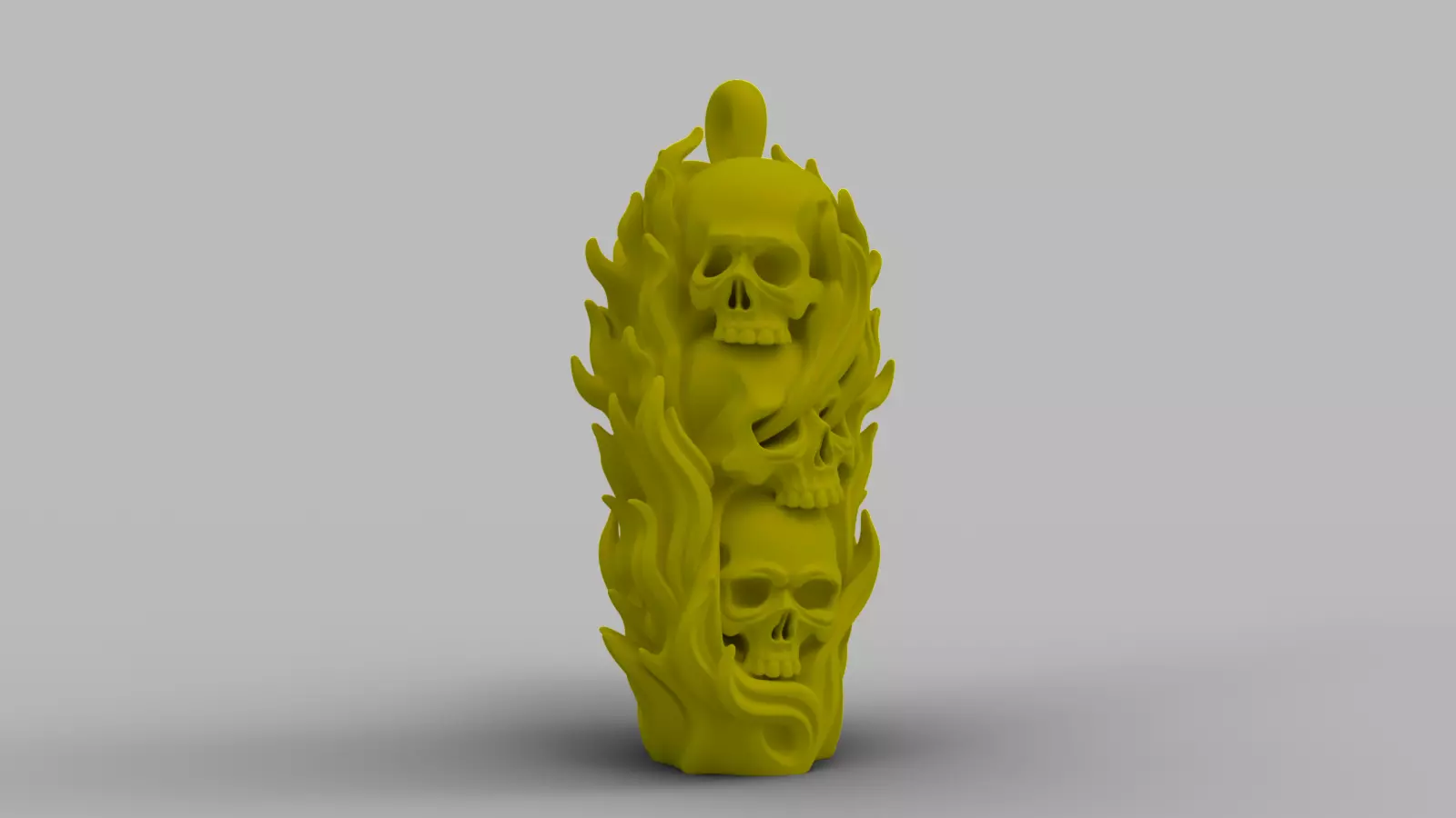 Halloween Flaming Skull Pendant 3D print model_1