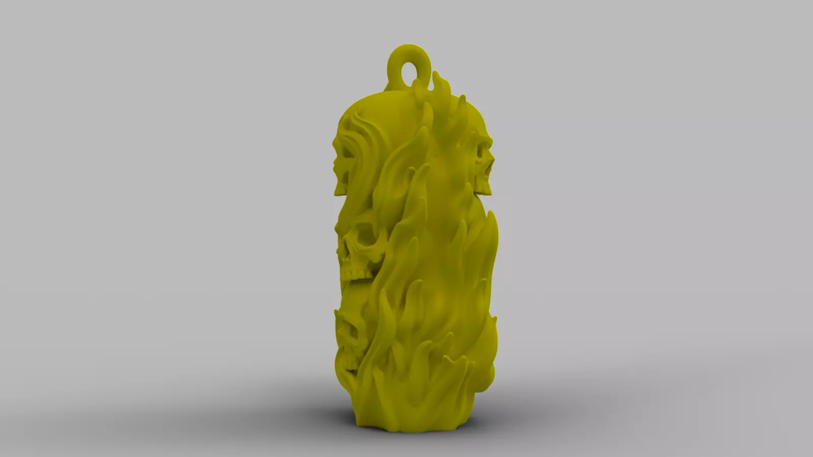 Halloween Flaming Skull Pendant 3D print model_3