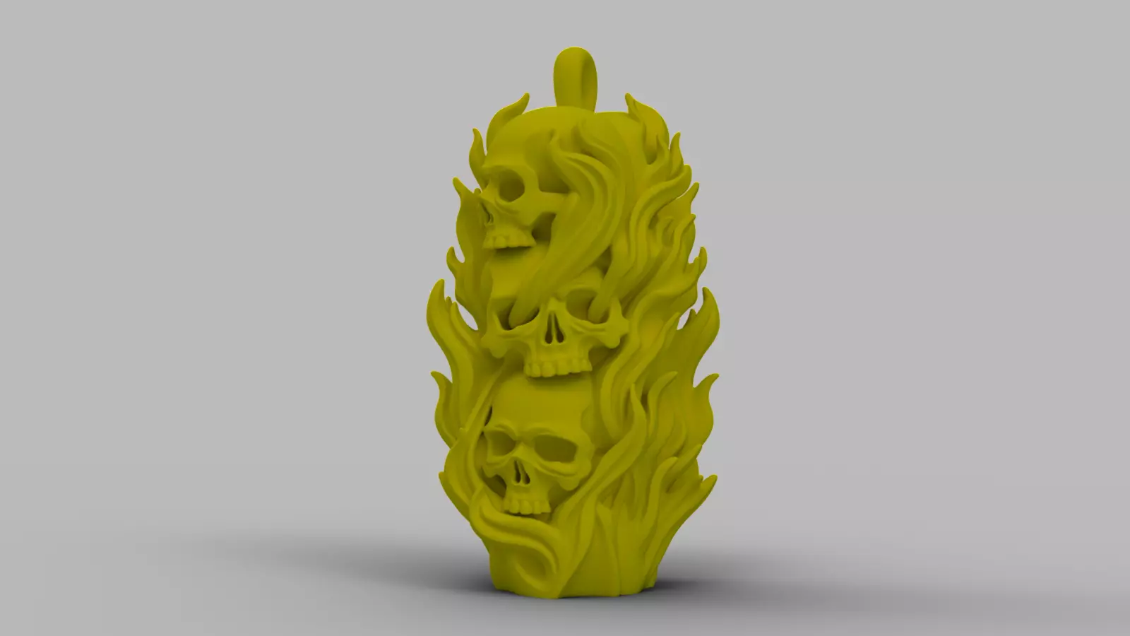 Halloween Flaming Skull Pendant 3D print model_7