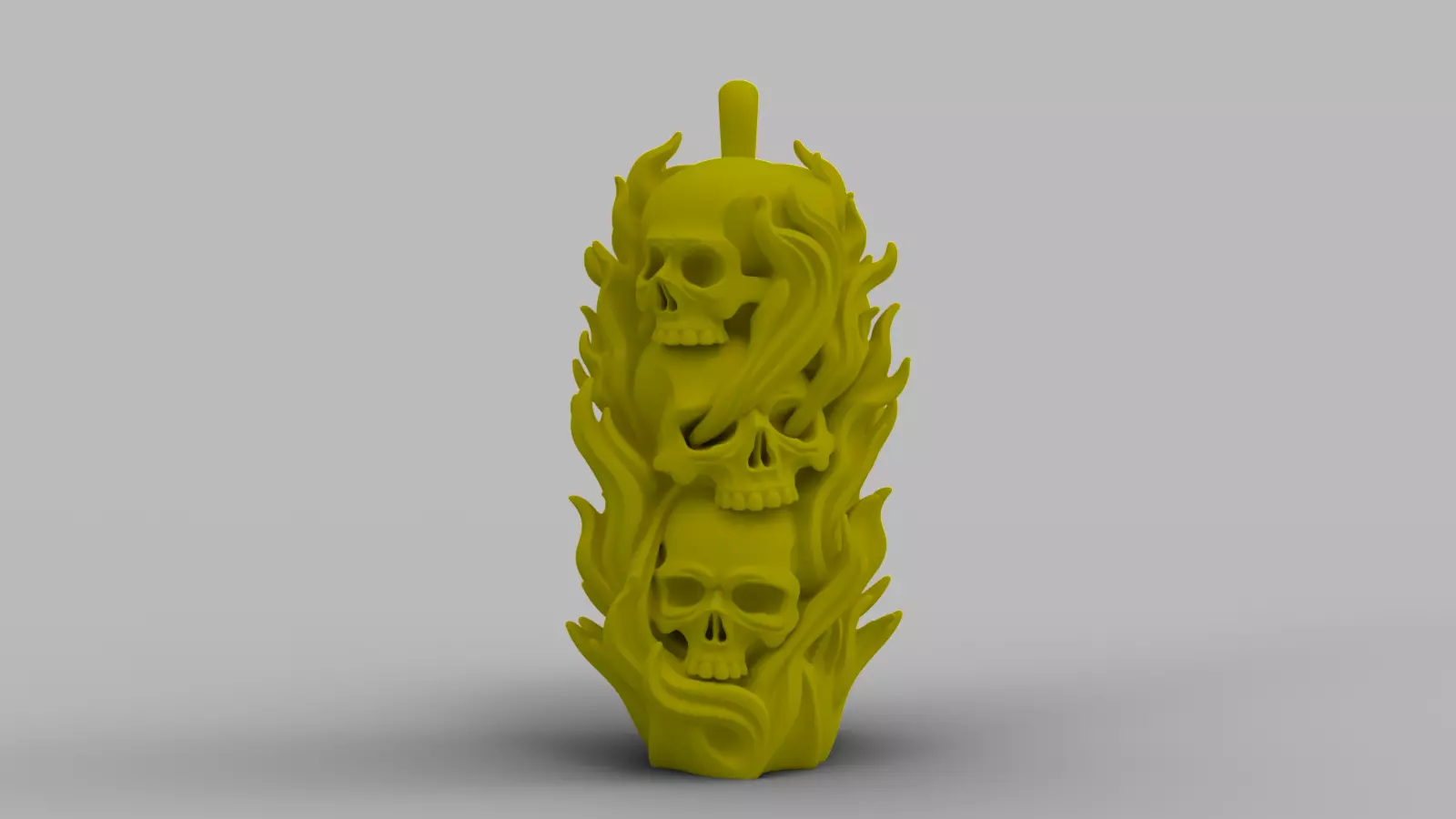 Halloween Flaming Skull Pendant 3D print model_0