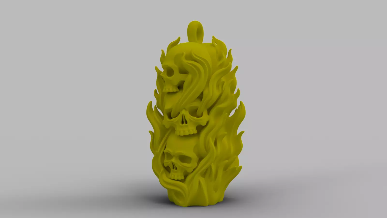 Halloween Flaming Skull Pendant 3D print model_4