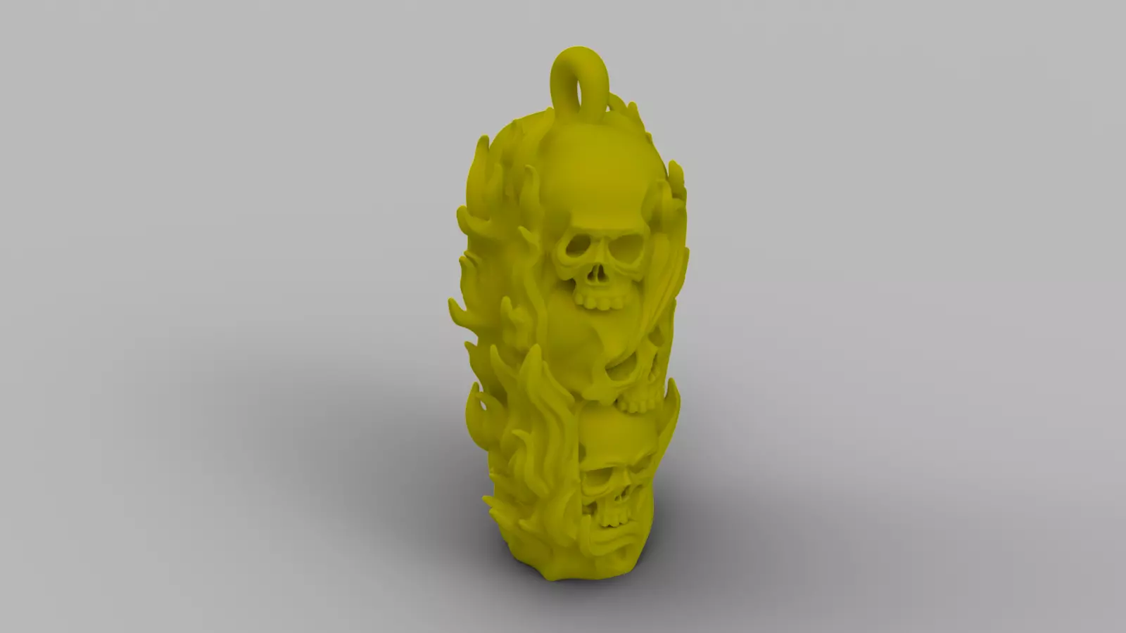 Halloween Flaming Skull Pendant 3D print model_6