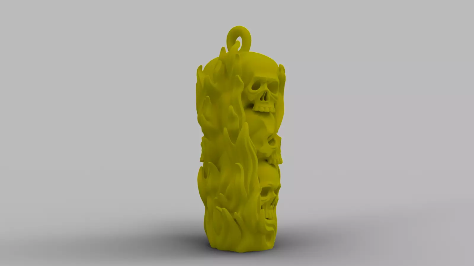 Halloween Flaming Skull Pendant 3D print model_2