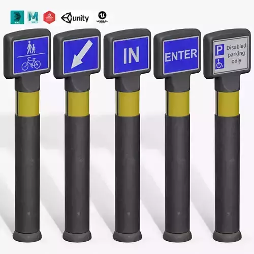 Traffic Bollard D Low-poly 3D model Traffic Bollard D Low-poly 3D model