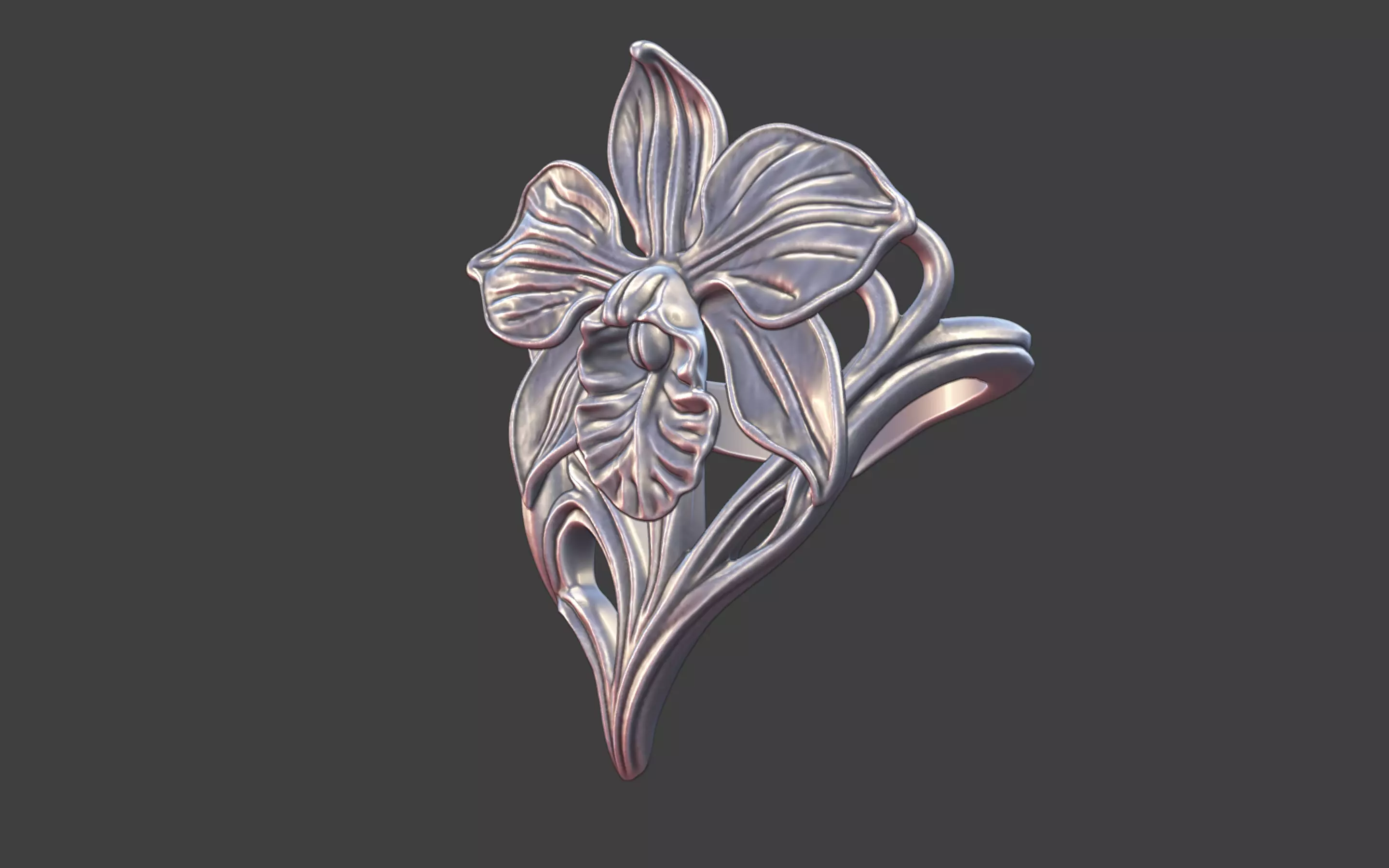 art nouveau floral orchid ring v2 nature inspired 3D print model