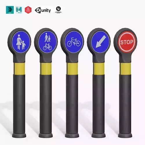 Traffic Bollard E Low-poly 3D model Traffic Bollard E Low-poly 3D model